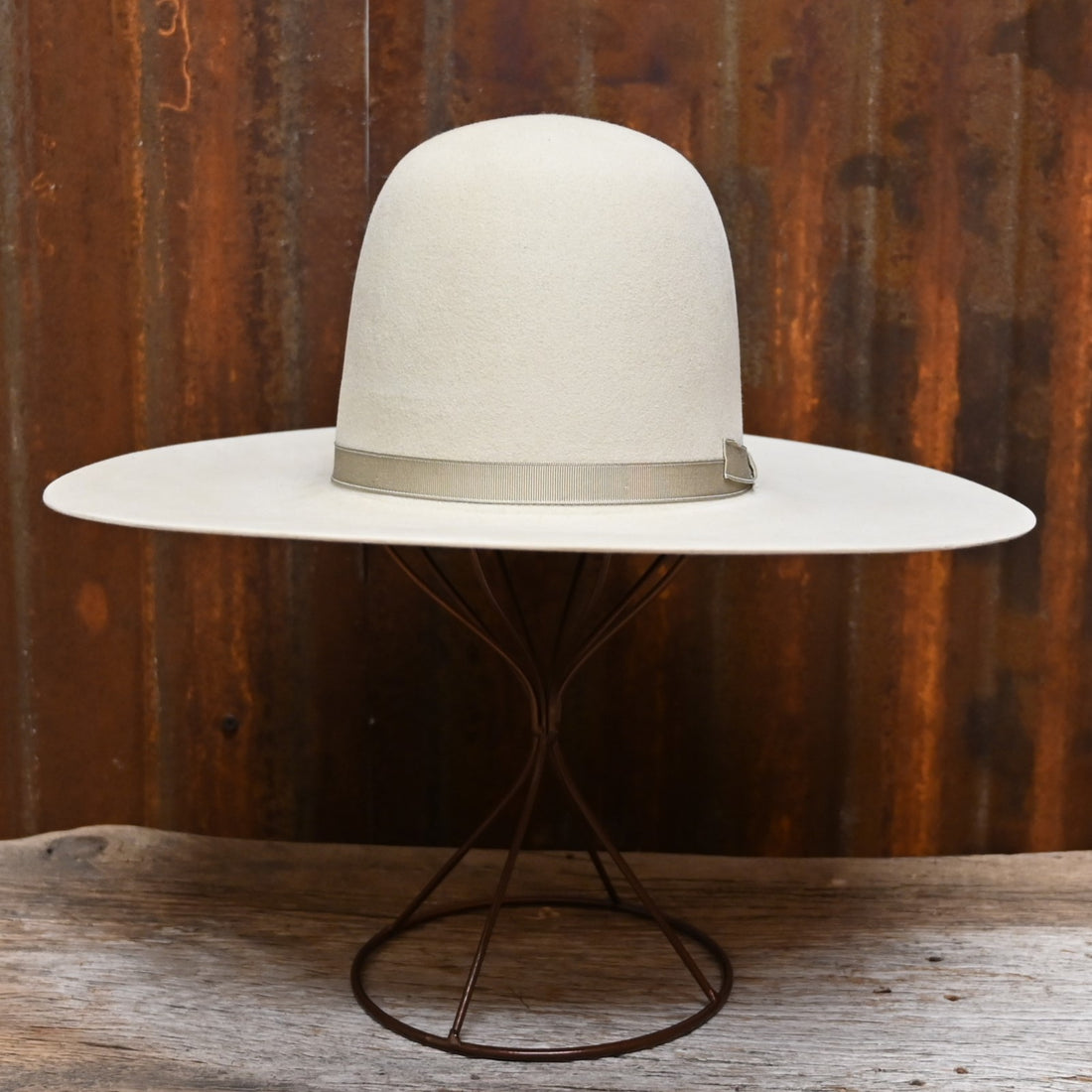Tacchino Open Crown Western Hat in Cream with a 5.875-inch brim.