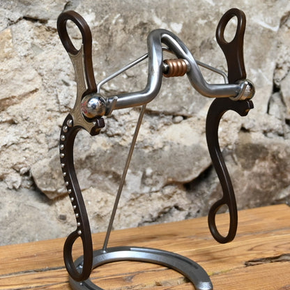 Tom Balding Sheridan Malibu bit with brown finish shanks, sweet iron mouthpiece, and copper roller.