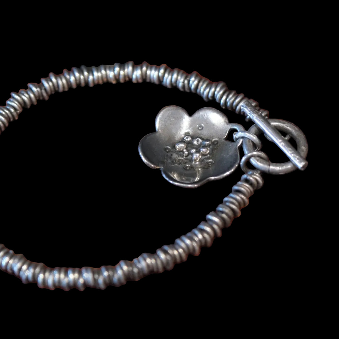 INK Sterling Silver Jump Ring Flower Toggle Bracelet