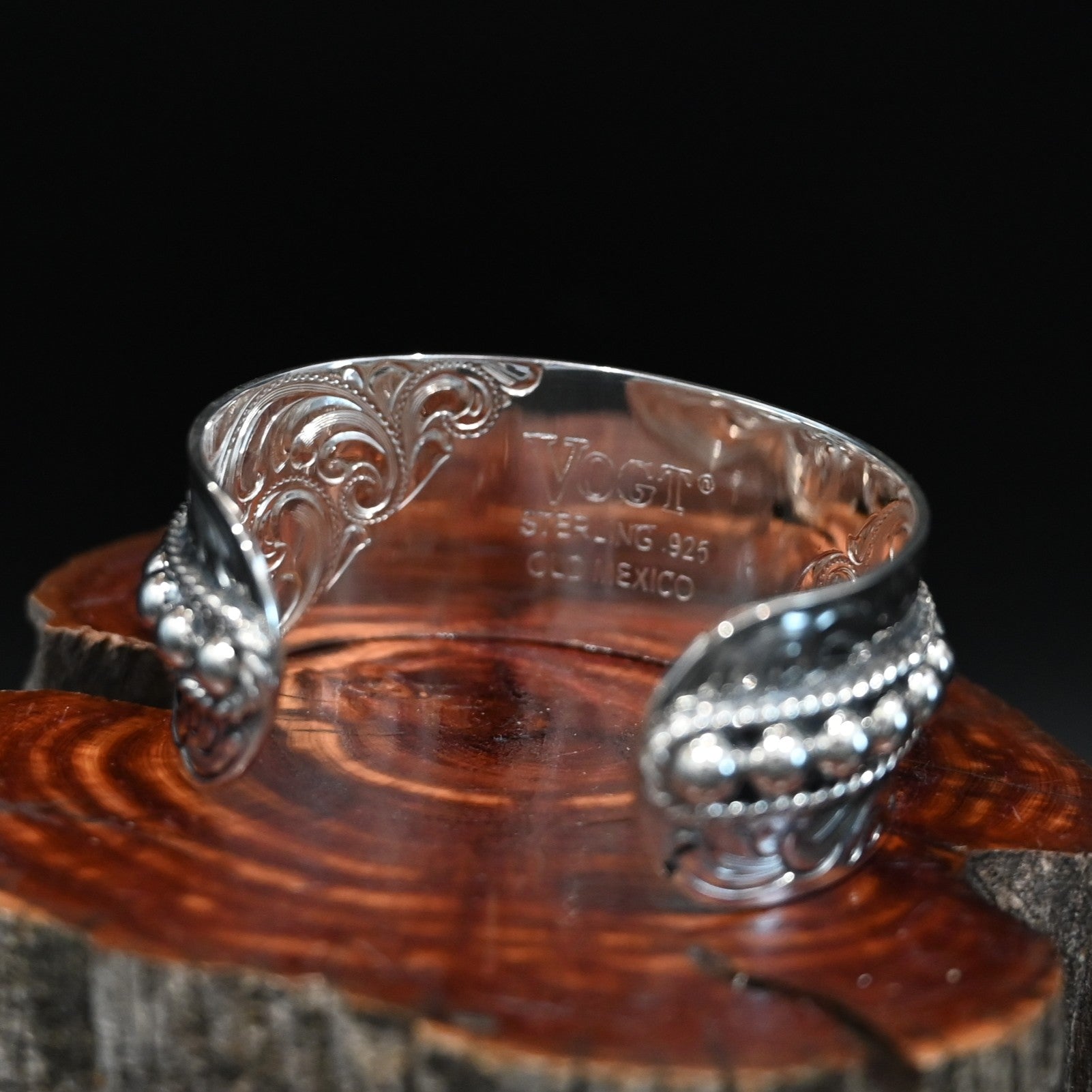 View of Vogt Silversmiths The Blair Classic Cuff featuring a refined sterling silver design with precise detailing