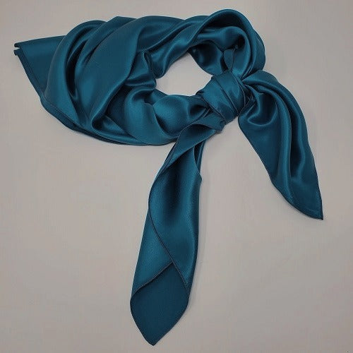 Cowboy Images dark teal charmeuse wild rag 44x44