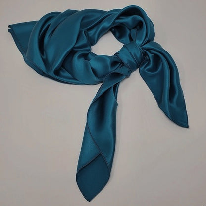 Cowboy Images dark teal charmeuse wild rag 44x44