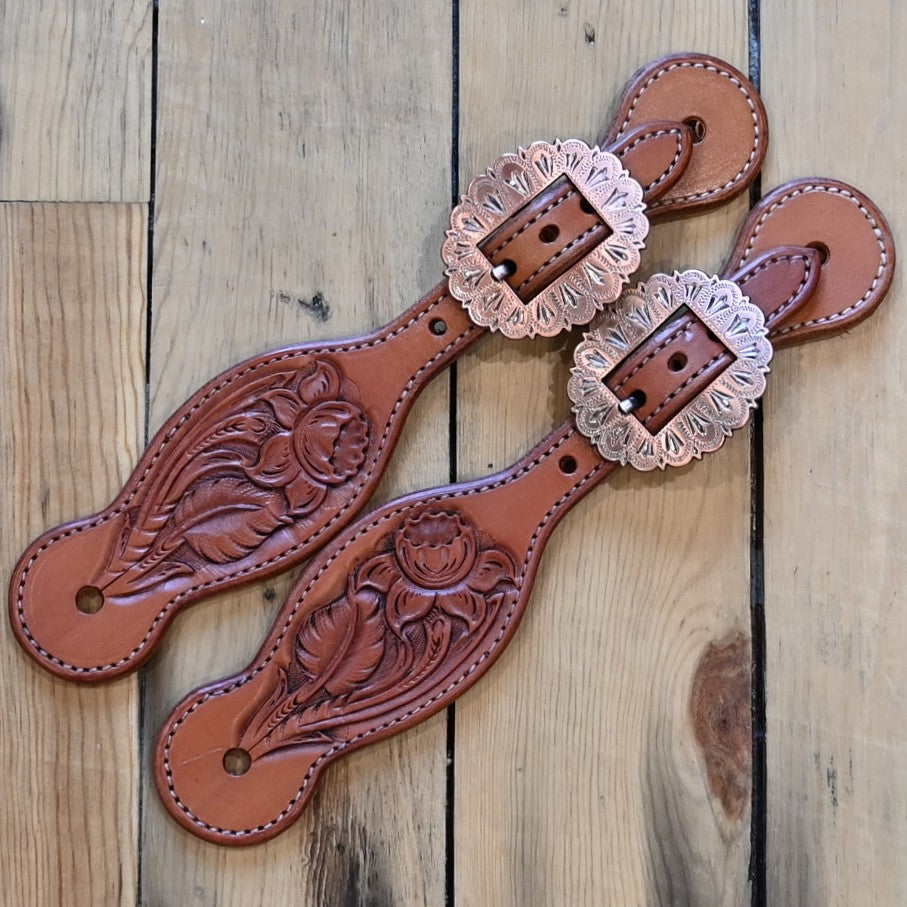 Deeter Floral Hand Stamped Spur Strap with Stainless Steel Buckle