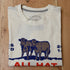 View of Sendero “All Hat No Cattle” T-Shirt in natural with red lettering