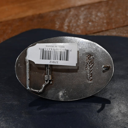 Nocona oval American flag and eagle buckle with bronze and gold accents