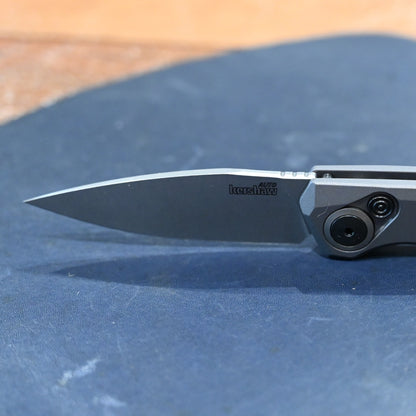 Kershaw Launch 18 automatic knife with gray aluminum handle and stonewashed blade