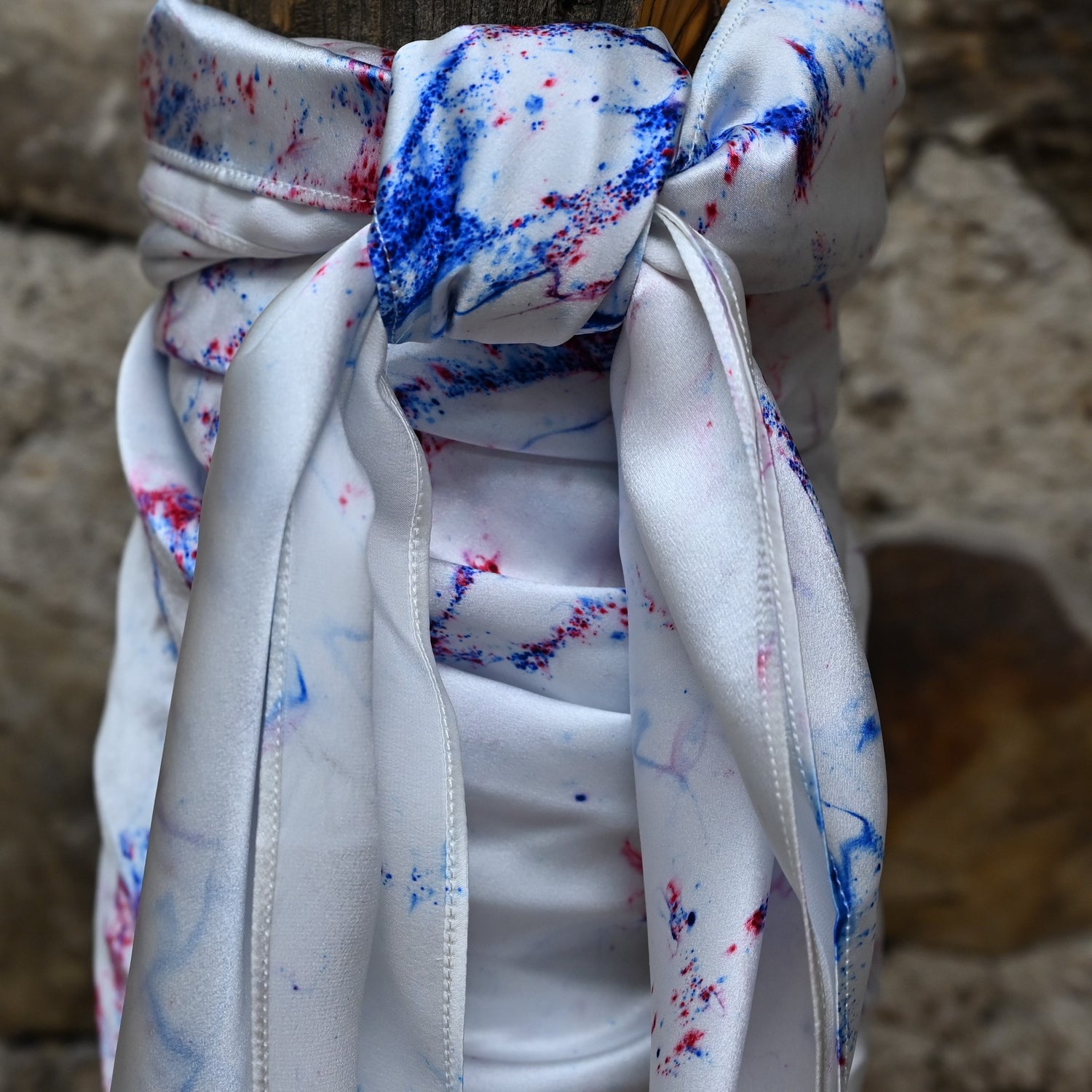 Amber Waves Charmeuse 44&quot; Wild Rag in Firecracker view of pattern