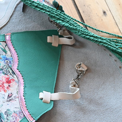 View of Heart of the West Floral Acid Wash Chinks with fringe detailing (34-38 inch waist)