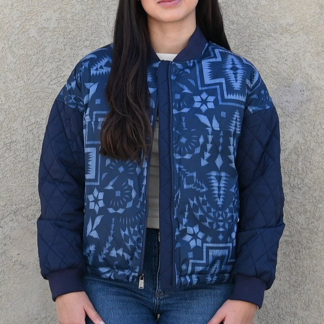 Pendleton women’s navy Aztec pattern down puffer jacket