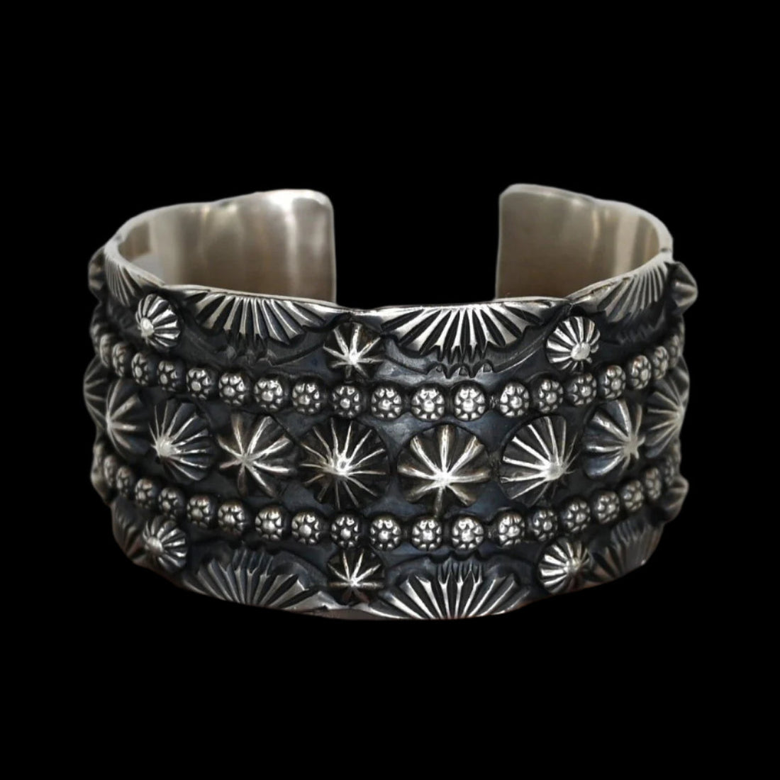 Sterling Silver San Carlos Cuff by Marc Antia-Navajo view of cuff