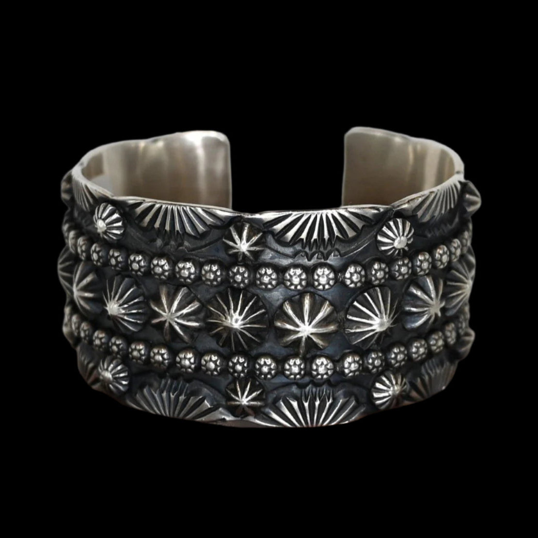 Sterling Silver San Carlos Cuff by Marc Antia-Navajo view of cuff