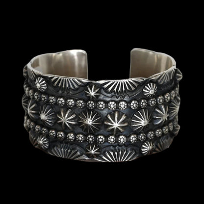 Sterling Silver San Carlos Cuff by Marc Antia-Navajo view of cuff