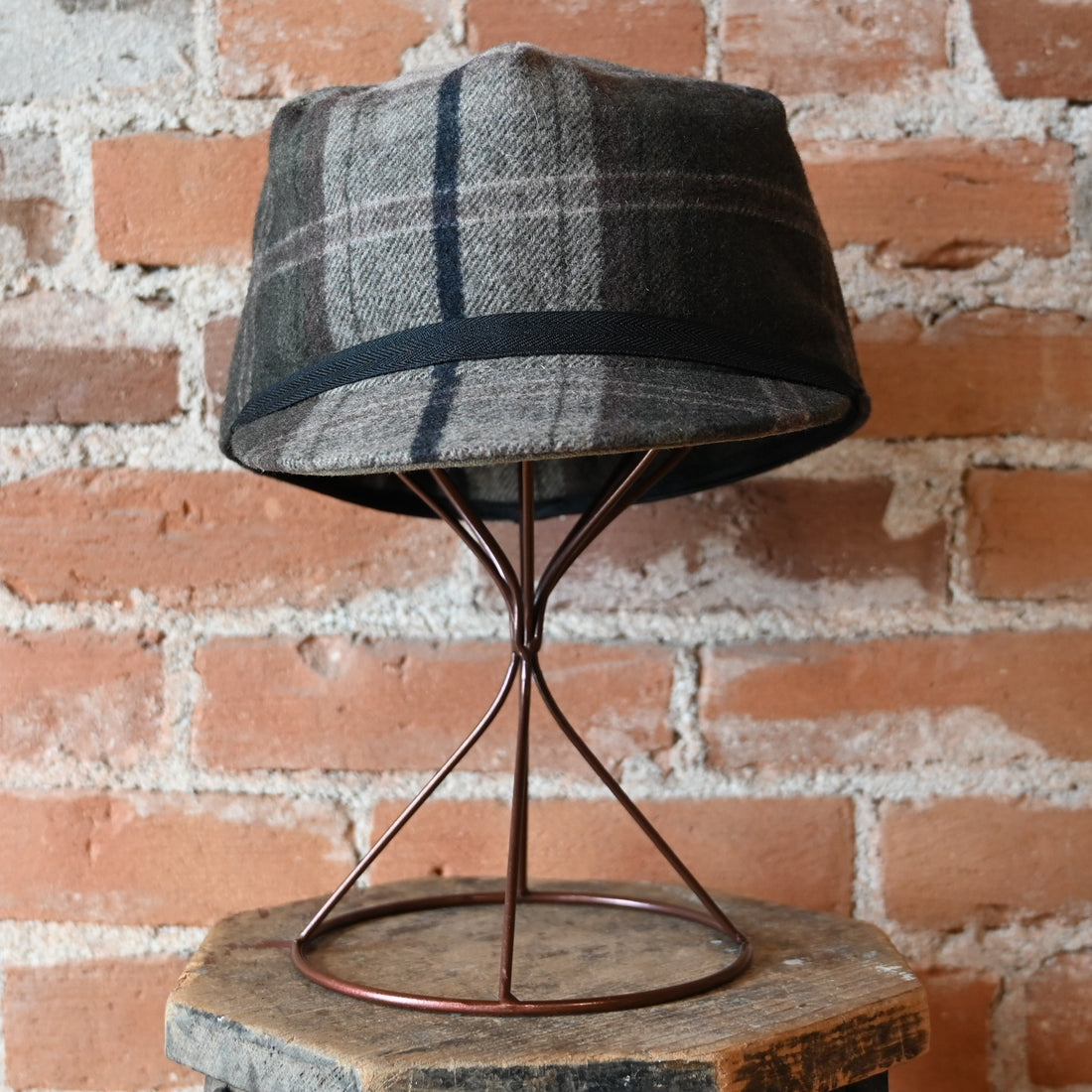 Crown Cap wool blend woodland plaid stockman cap with quilted lining