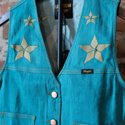 Wrangler x Lainey Wilson Turquoise Denim Vest in Turquoise