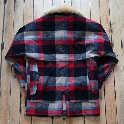Filson Men’s Lined Mackinaw Wool Packer Coat Red Cream Blue Plaid