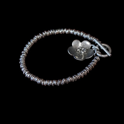 INK Sterling Silver Jump Ring Flower Toggle Bracelet