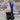 View of Hondo 14" cowboy boot with royal blue top, black retan vamp, medium round toe, and spur ledge