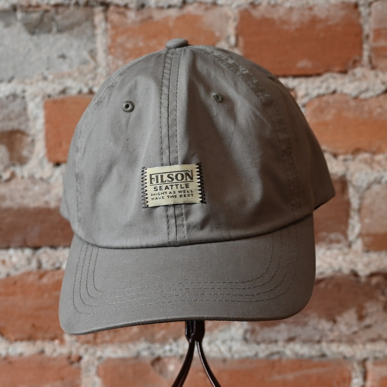 Filson desert green lightweight angler cap cotton six-panel adjustable strap