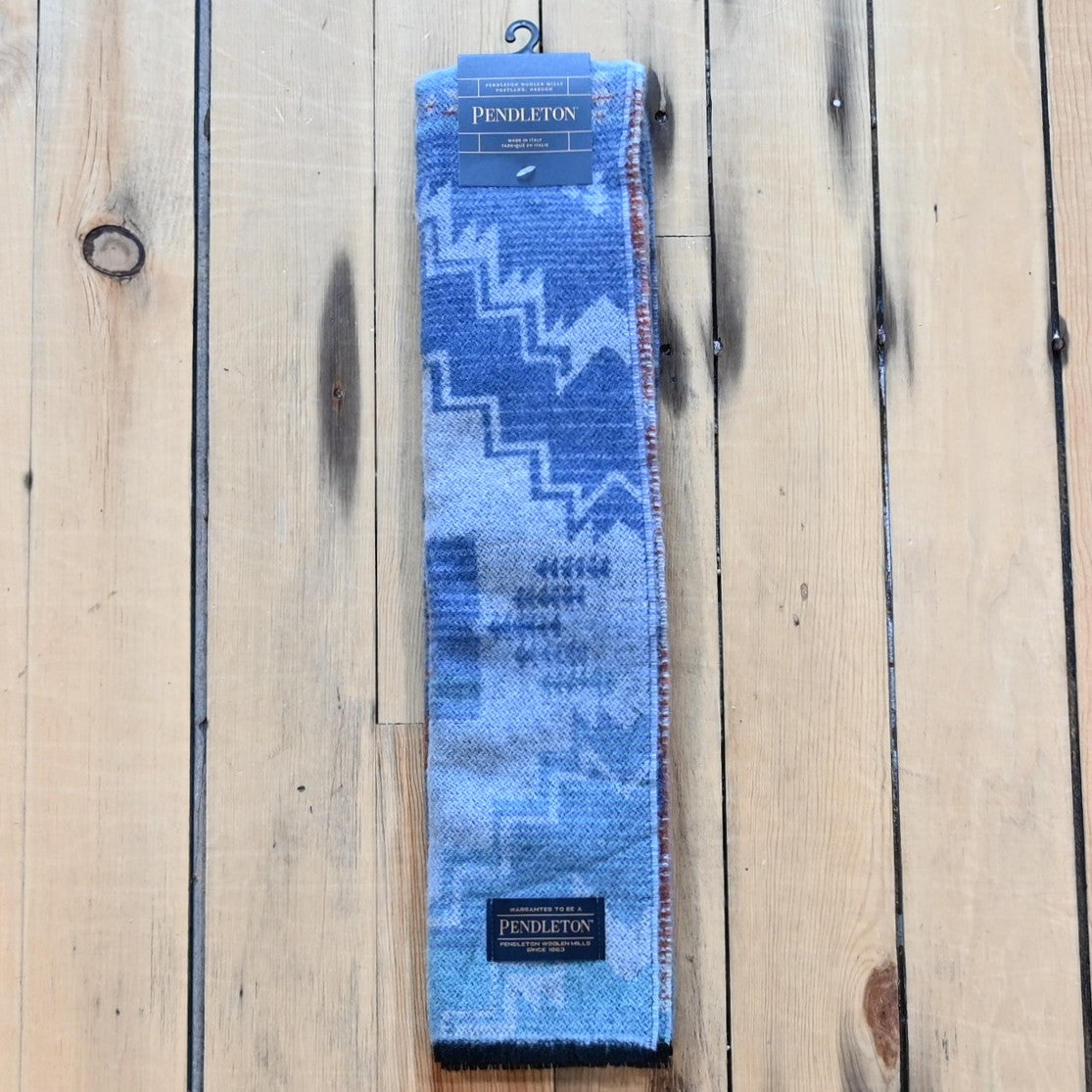 Pendleton Harding Star jacquard wool scarf in dusk tones with eyelash fringe.