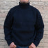 View of Filson Bristol Roll Neck Sweater in Dark Navy Heather featuring vertical fisherman&