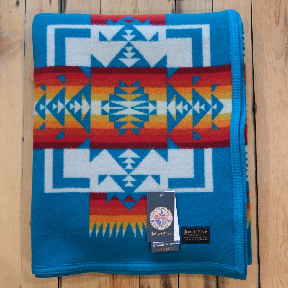 Pendleton Chief Joseph Virgin Wool Blanket - Bright Turquoise