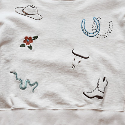 Pendleton Ladies Soft Rose French terry pullover with Western graphic detailing