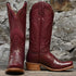 Hyer Leawood ladies’ red cowhide cutter toe boot with 13-inch shaft and historic stitch detailing.
