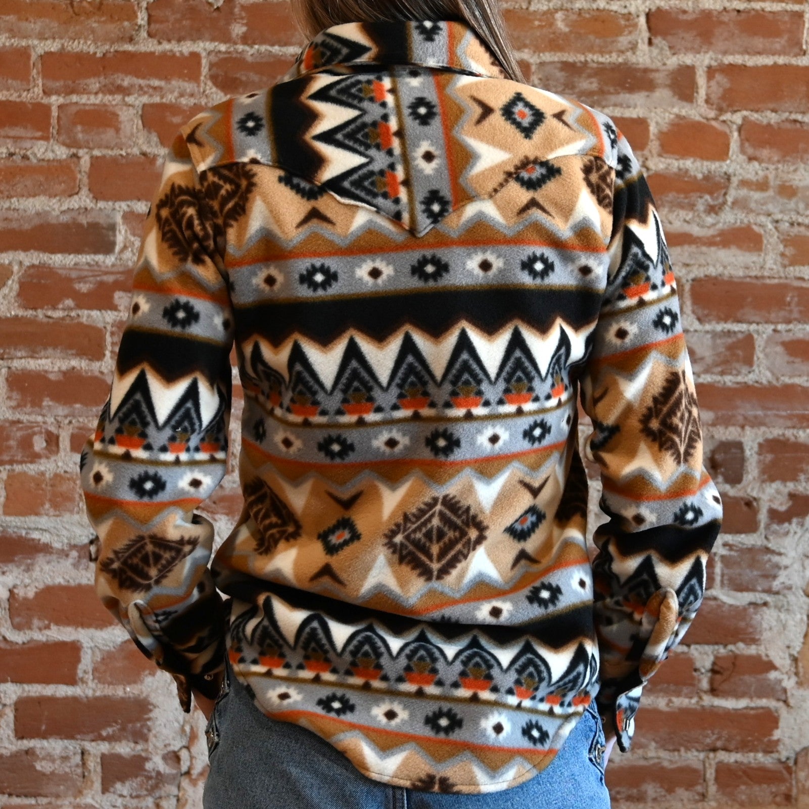 Rockmount – Native Pattern Fleece Western Shirt (Tan & Black