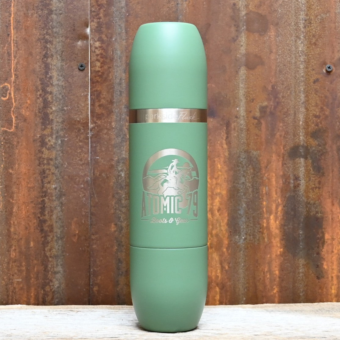 High Camp Parkside Flask 750ml in Cypress green finish with magnetic tumblers