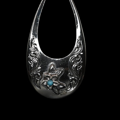 Vogt Silversmiths turquoise blossom teardrop sterling silver earrings with turquoise center