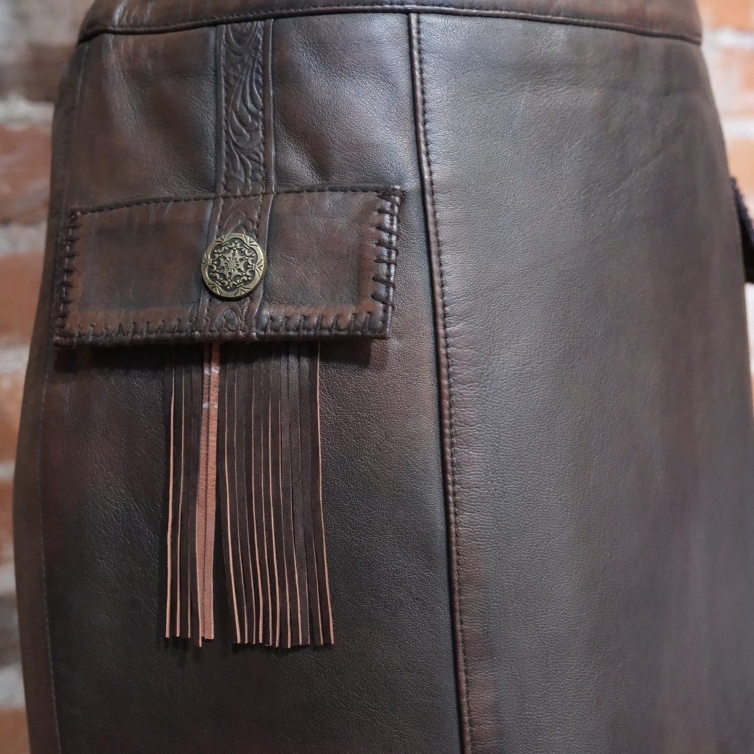 Scully Leather Fringe Hem Leather Skirt