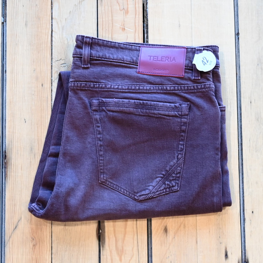 Teleria Zed 5 Pocket Jeans in Mosto soft Italian burgundy denim with modern five-pocket design