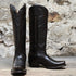 View of Hyer ABBYVILLE 16" boots in Brown Top with Brown Vamp featuring Wisteria stitch pattern and leather pull straps