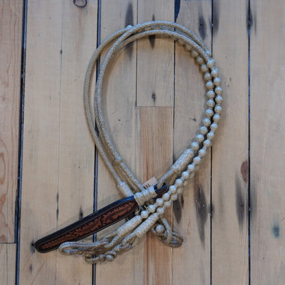 Traditional Rawhide 102" 12 Plait 60 Button Romel Reins - Natural