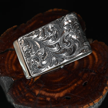 Vogt Silversmiths The Cattleman sterling silver money clip with gold-fill longhorn, star, and disc