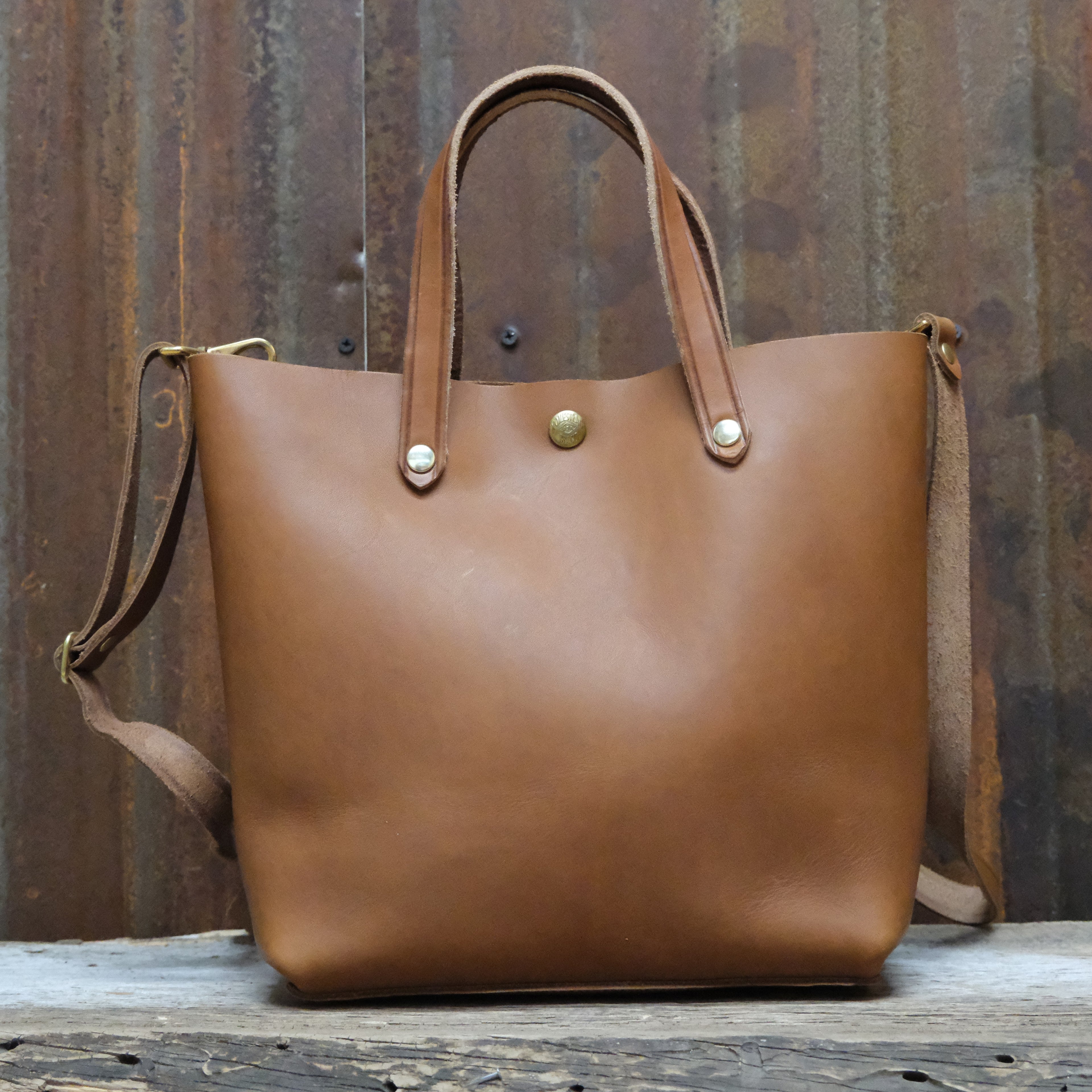 Homestead Brand Mini Classic Crossbody Tote No 1306 in bourbon leather