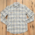 View of RangeTek Western snap shirt in gray and gold Allen plaid with mesh vent and chest pockets