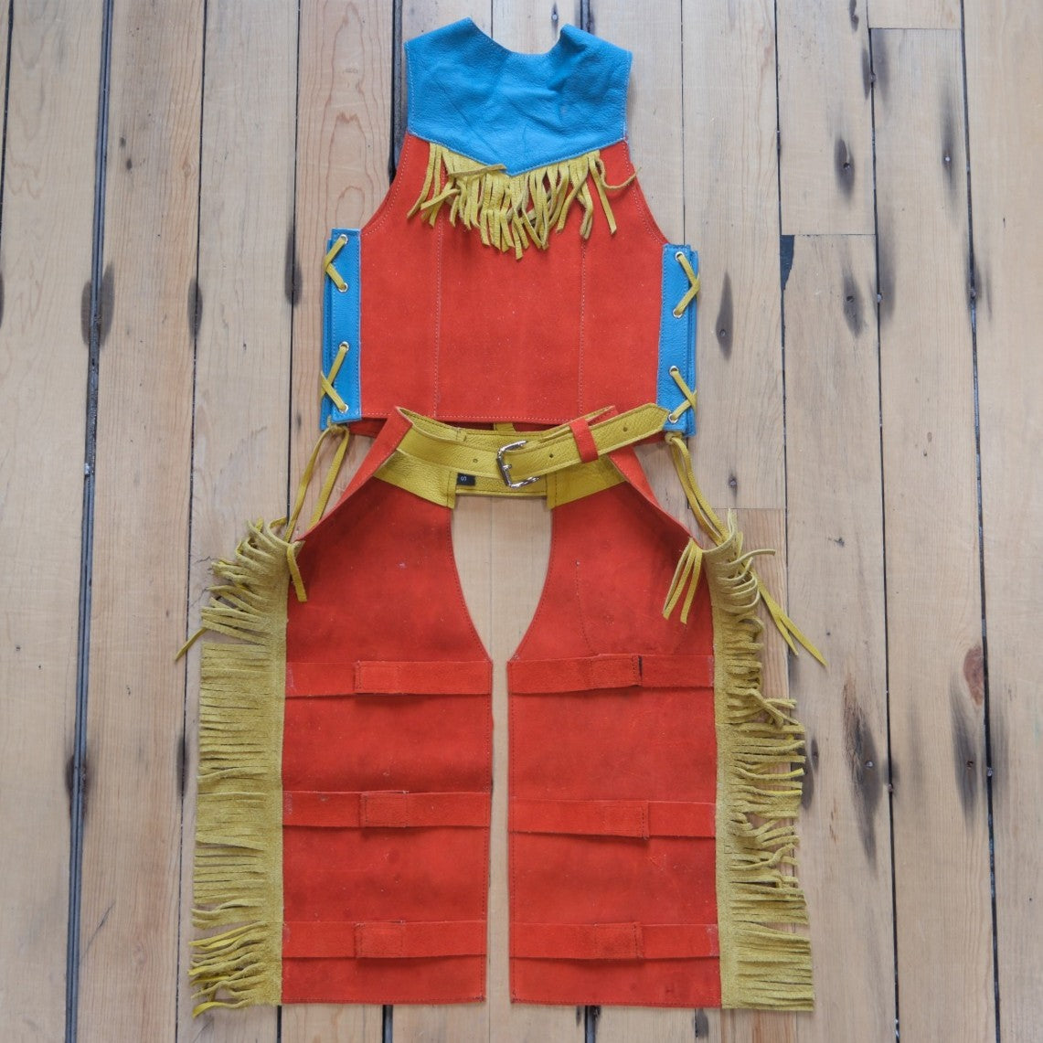 SouthBay Kids Rodeo Vest and Chaps Set - Blue and Orange