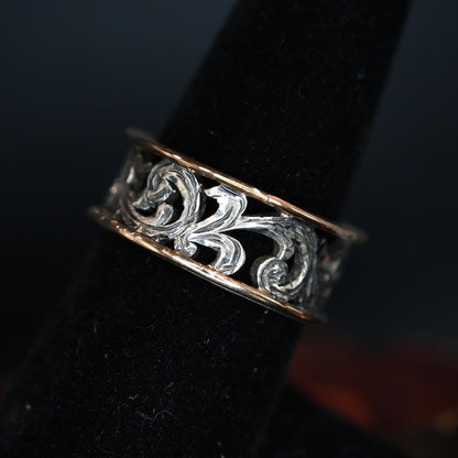 Vogt Hollow Valley sterling silver ring with filigree design and wire edge