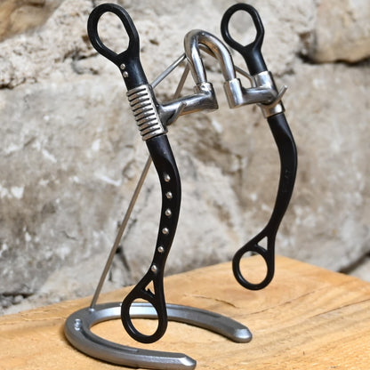 Myler flat shank correctional bit MB 27HP with sweet iron high-port mouthpiece and copper inlay