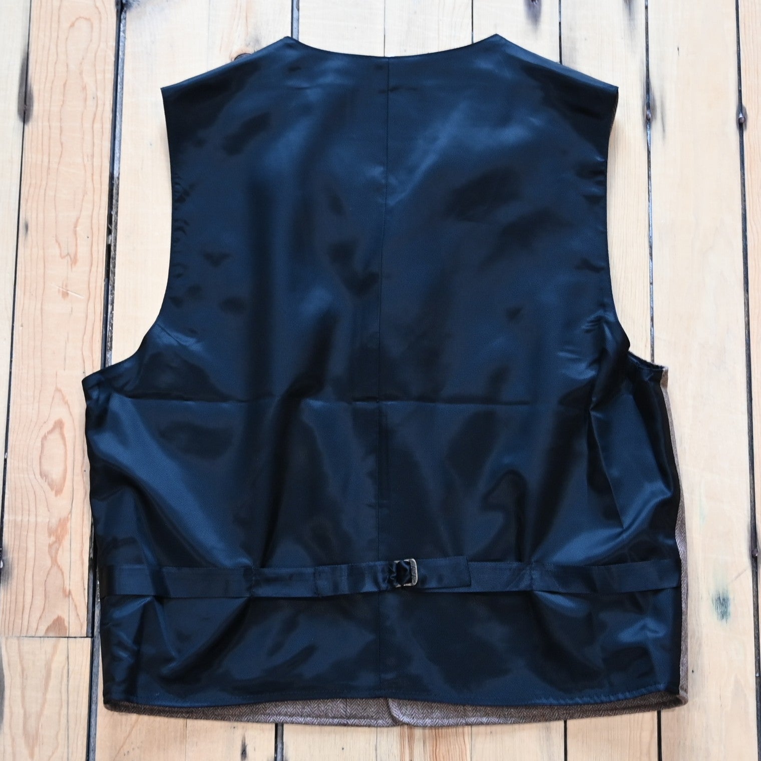 Frontier Men’s tweed stripe notch vest dark tan front view