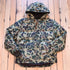 Filson Waxed Down Jacket in Tundra Shrub Camo with hood, waxed shell, and insulated down fill