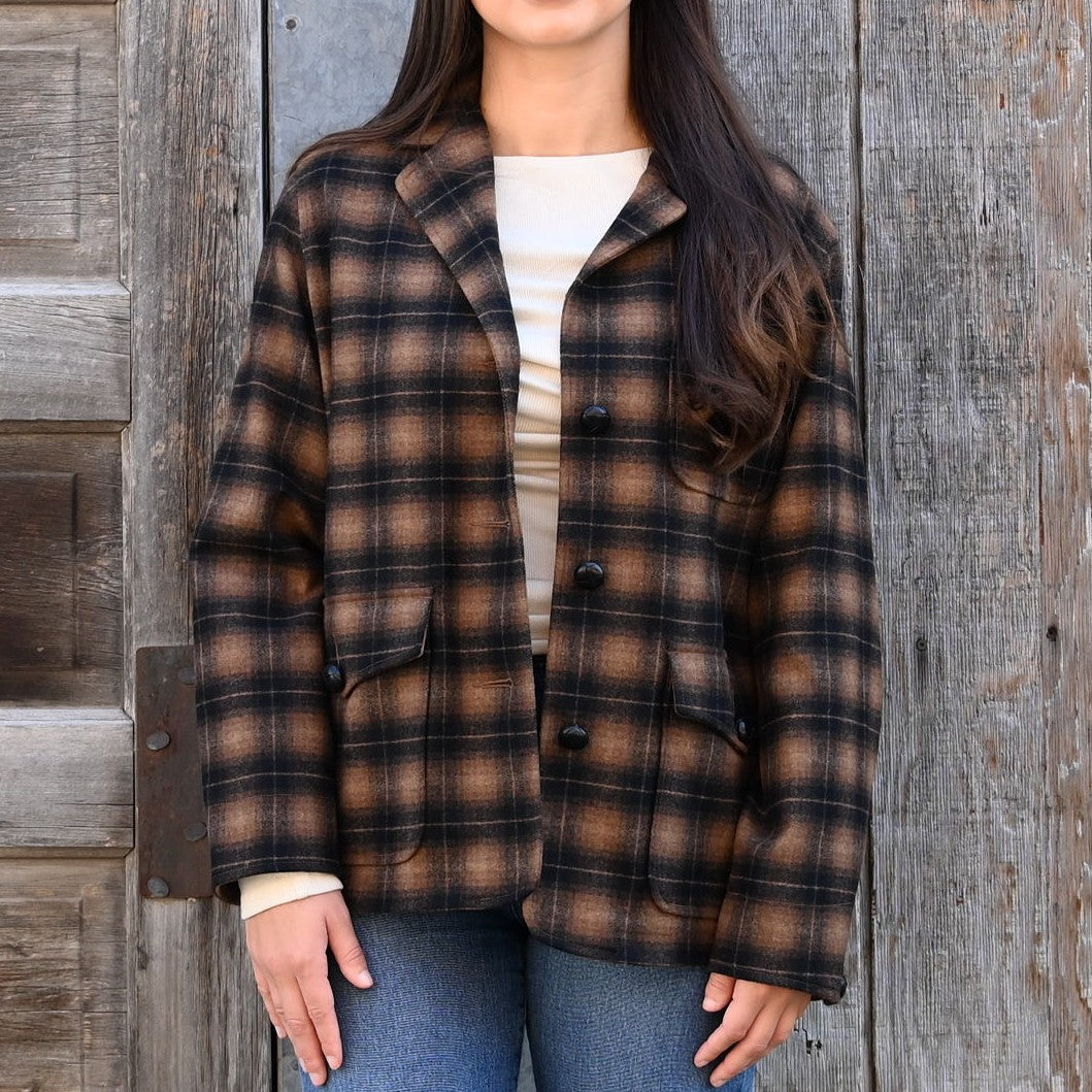 Filson – Ladies Unconstructed Wool Blazer (Bronze/Brown Plaid)