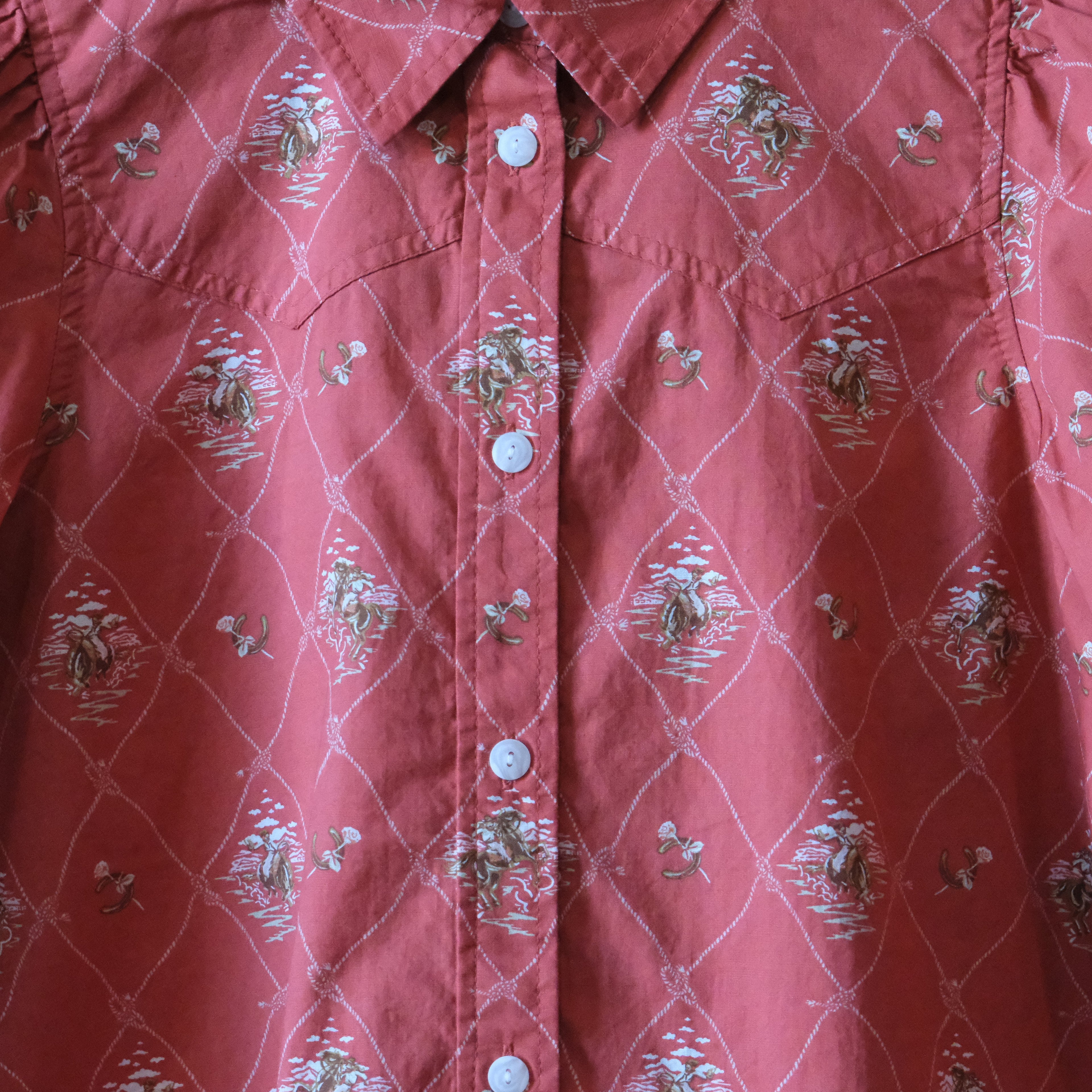 Pendleton Women’s Cowgirl Lattice Winona puff sleeve shirt in soft print