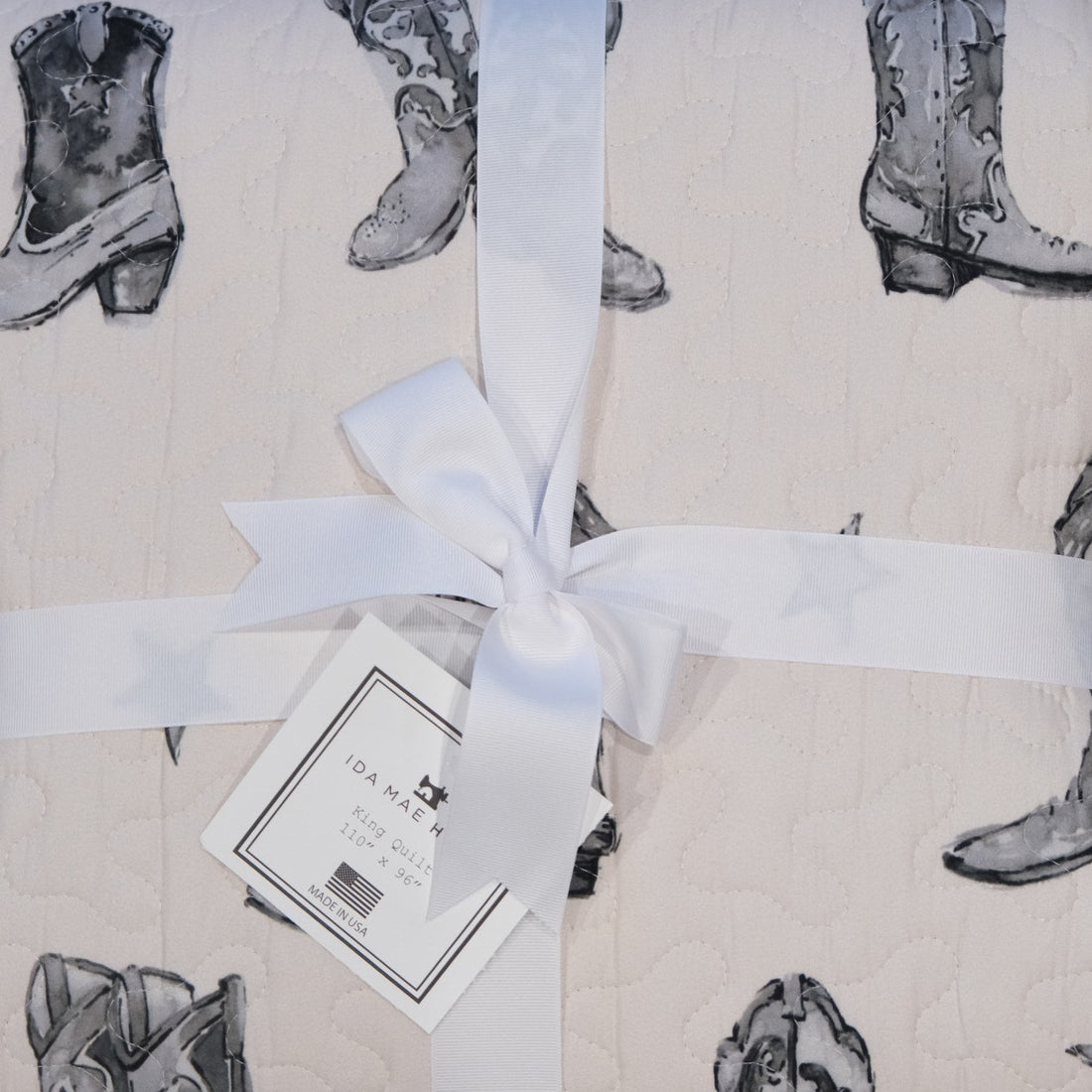 Ida Mae Home - Thunderbird Boots Black Linen Quilt - King
