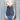 View of Blue Blanket men’s dark indigo denim vest with vertical stripes and button front