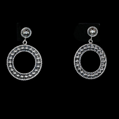 Vogt Silversmiths Makin’ the Rounds Blair Hoop sterling silver earrings with beadwork and rope edge