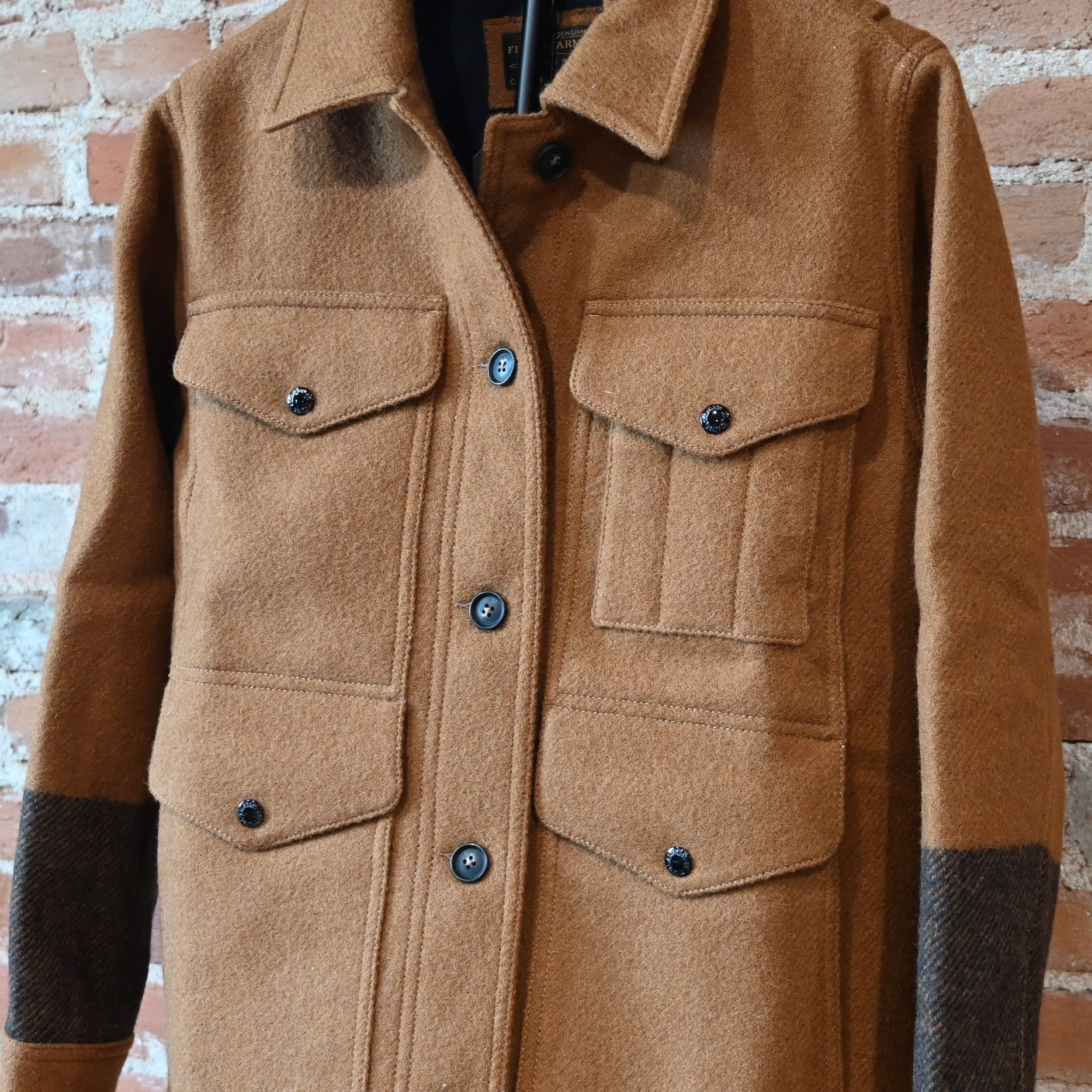 Filson - Ladies Wool Long Cruiser Coat (Whiskey/Black Stripe