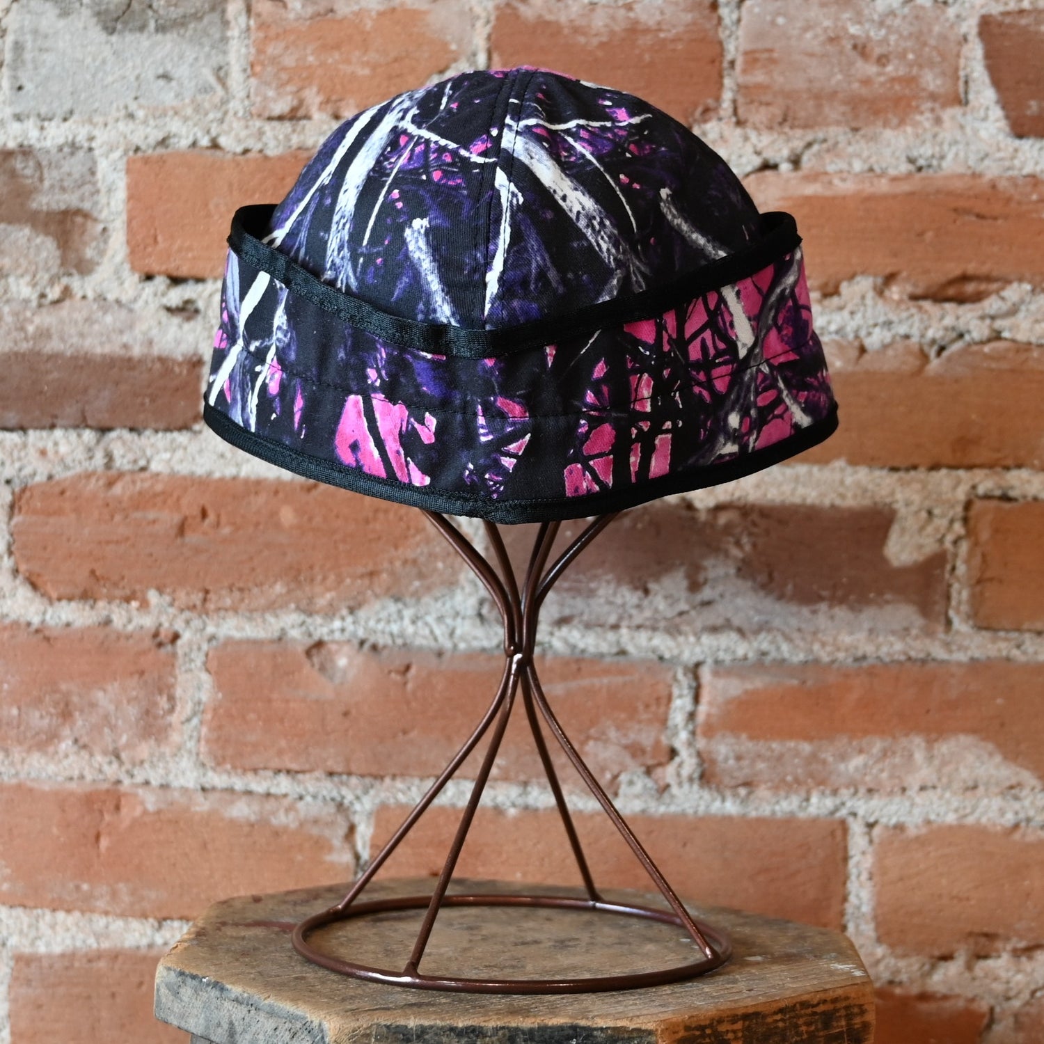 Crown Cap Mud Trail Railroad hat with stripe detailing and curved bill