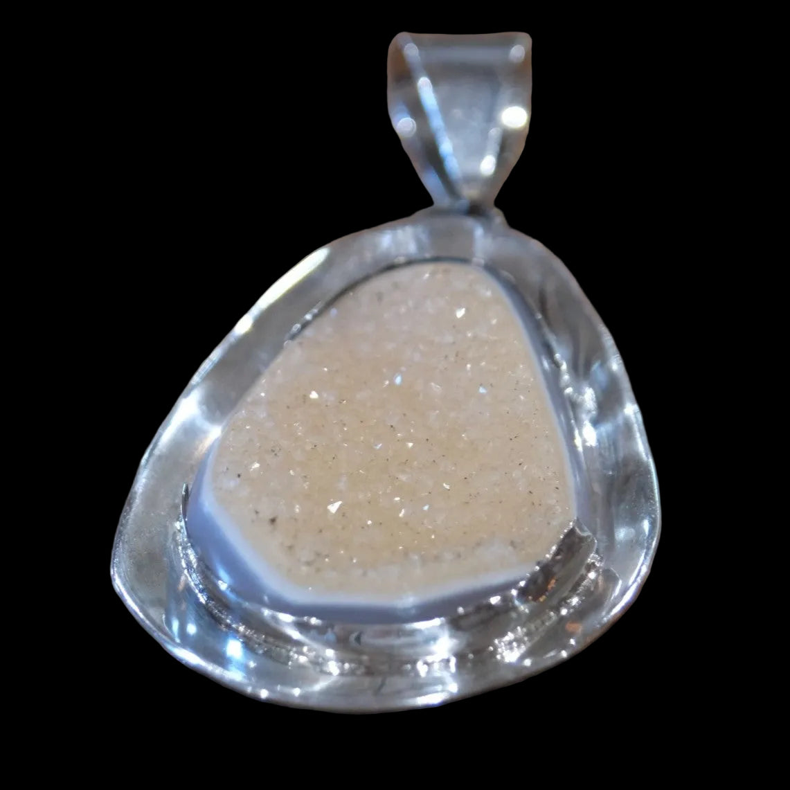 Rubio Enterprises Sterling Silver Druzy Quartz Pear Pendant